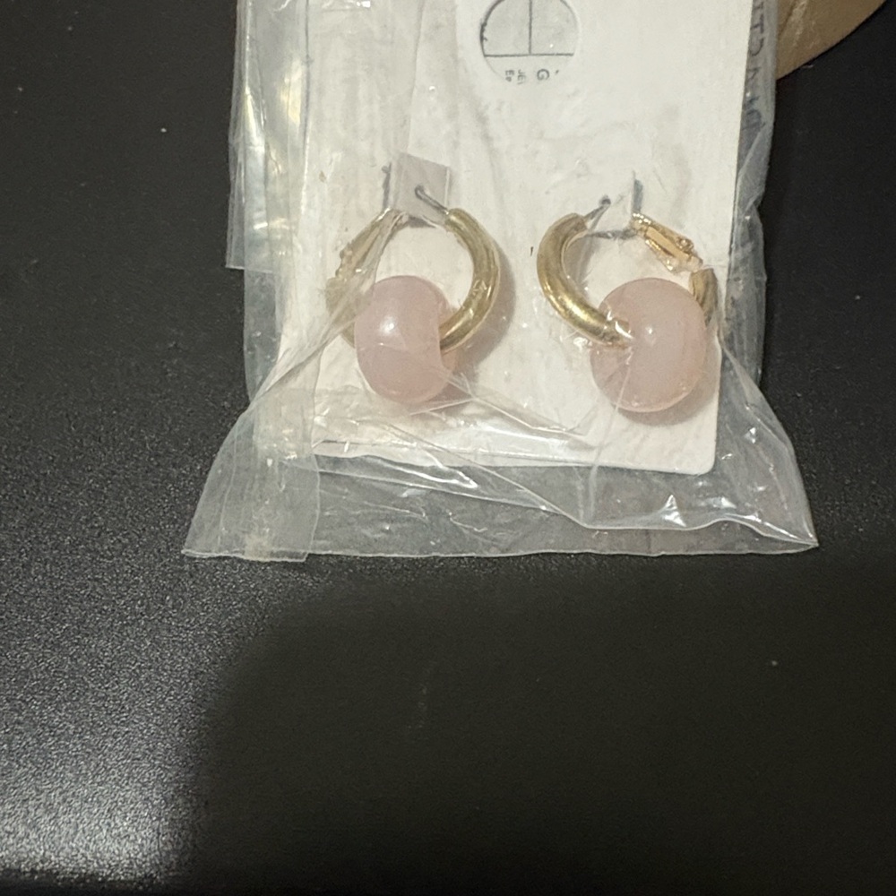 Chic Gold and Pink Hoop Earrings
